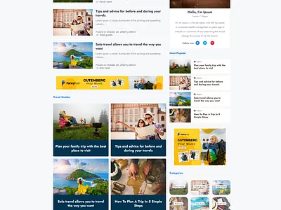 Travel Blog Website Template block branding css design gutenberg tempalte travel webiste wpforhad