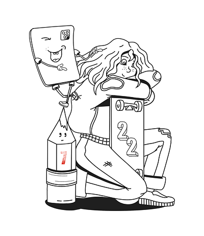 22 🎉 22 character design girl illustration ipad pencil skateboard