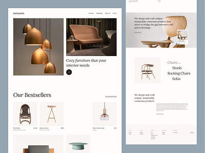 Home page - Furniture concept store concept cream design ecommerce furniture hero homepage layout modern packshot product product block serif shop store ui ui design ux website
