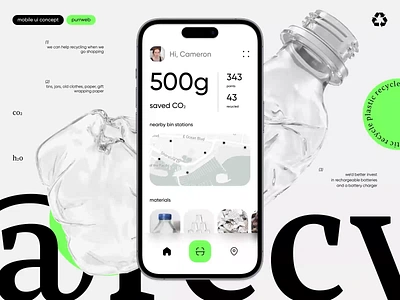 Recycling Mobile IOS App android app app interaction application dashboard design educating environment ios mobile mobile app mobile ui nature online recycle recycling scanner ui ux zerowaste