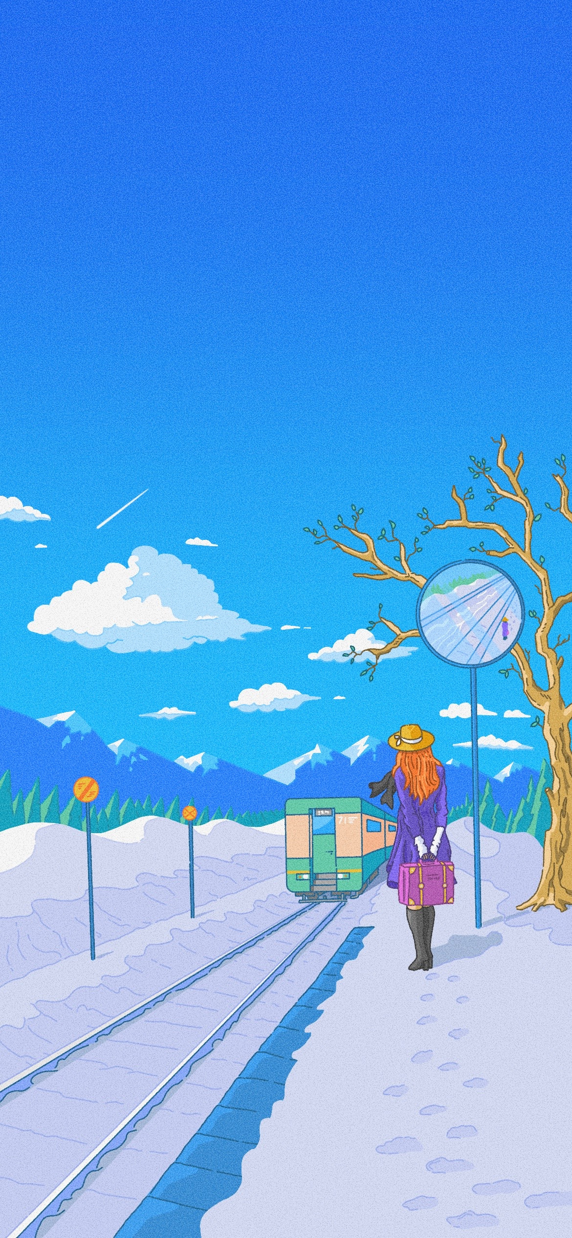 Train Station character illustration landscape tourism train travel