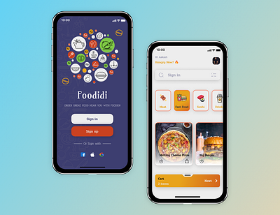 Sign in & home screen page Food delivery app animation app bakery behance branding design dribbble figma graphic design icon illustration logo minimal typography ui uiux ux vector web website