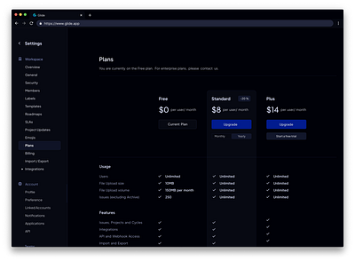 Glide "Pricing Page" Dark Mode SaaS Design Concept app branding design figma pricing saas ui ui design uiux ux webpage