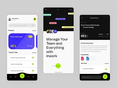 Project Manager, Team Manager, To-do Lists & Task Manager App UI animation app app design app ui app ui design creative creative agency management minimal monitoring project management project manager task builder task management task manager team manager to do list ui design uiux ux design