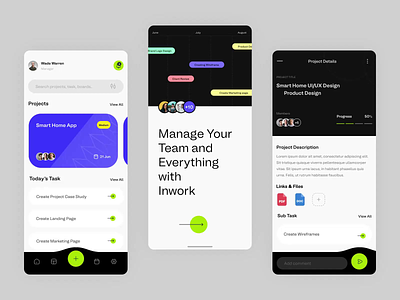 Project Manager, Team Manager, To-do Lists & Task Manager App UI animation app app design app ui app ui design creative creative agency management minimal monitoring project management project manager task builder task management task manager team manager to do list ui design uiux ux design