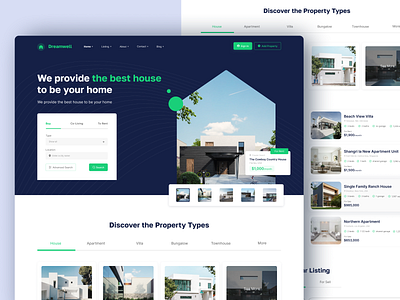 Dreamwell Clean Real Estate Website UI apartment design exploration guest house home home rental hotel house latest website design marketplace property property agent property listing real estate real estate website ui ui design ui ux ui ux design website design website ui