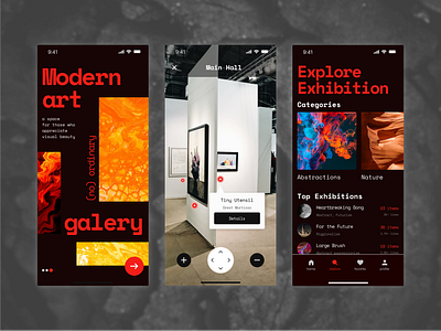 Modern Art Galery app art dark design galery ios mobile modern red screen ui virtual
