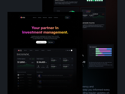 VentureNexus – Investment management platform dashboard design figma fintech glassmorphism gradient investment landing page ui ux venture nexus