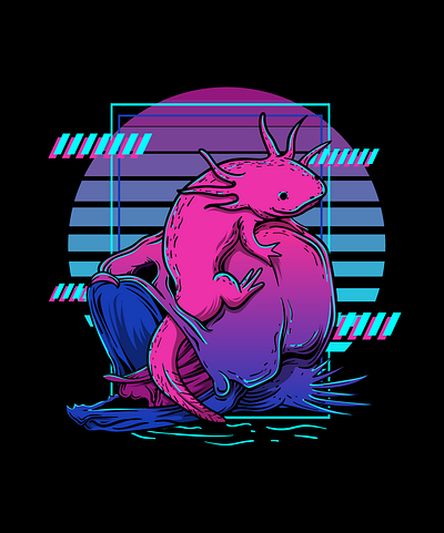 Vaporwave Axolotl axolotl illustration t shirt design vaporwave t shirt