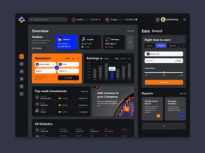 Keeper - Investment platform bar chart calculate cards chart crypto dashboard design elinext exchange goals illustration ivestment menu news pie cahrt rate ui ux wallet web design