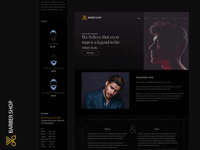 Barbershop landing page barbershop barbershop landing page barbershop landing page design dark mode darkmood top designer top designers