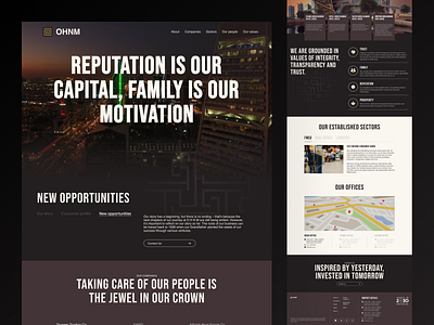 OHNM | Family website corporate dark high end landing page ui design ux design