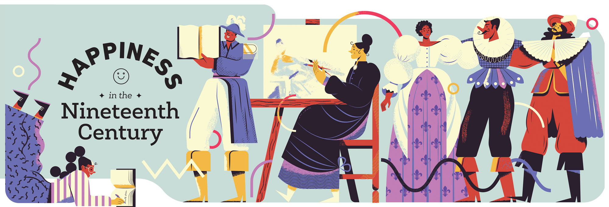 HAPPINESS in the 19th century happiness illustration illustrator lesson painting texture vector