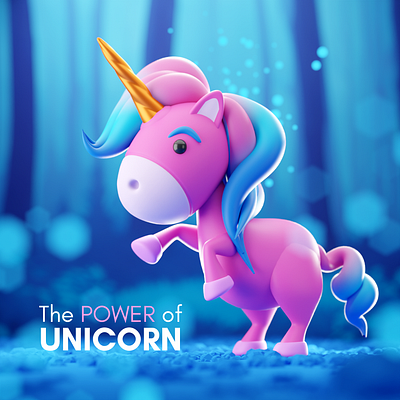 The power of the Unicorn 3d art branding design graphic design illustration logo style frame stylised ui