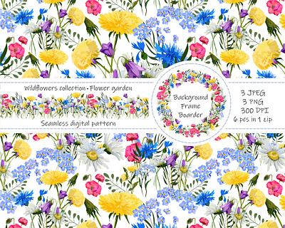 Beautiful wild flowers design flowers graphic design illustration pattern
