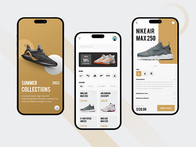 Shoes - Shopping application app application brand cart collection design detail e comerce figma list mobile app nike online order product shoes shop ui ui design ux