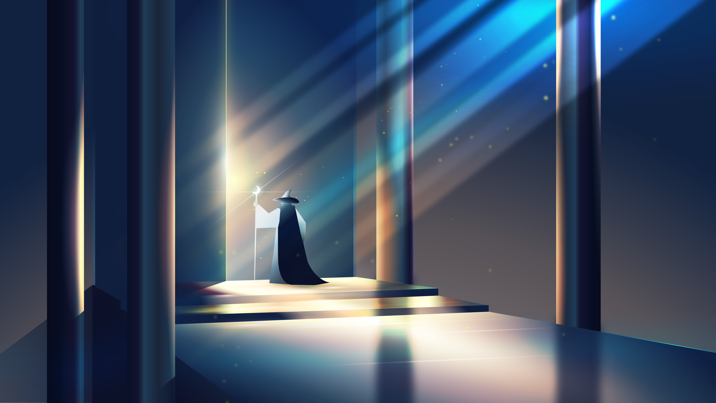 Golden Bridge gold illustrator lightning magic magical reflections wizard