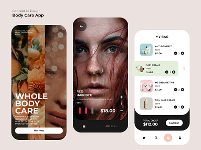 Mobile Design. Body Care App app design graphic design landing mobile app ui