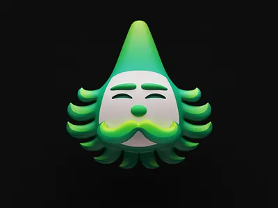 Magical Gnome 3D Animation brand identity branding character dwarf face fairy tale gnome goblin gradient happy leprechaun logo mark symbol icon mascot mihai dolganiuc design motion graphics moustache nft positive web3