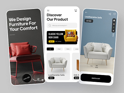 Furniture Marketplace App animation branding furnitureapp graphic design homegoals interiordesign