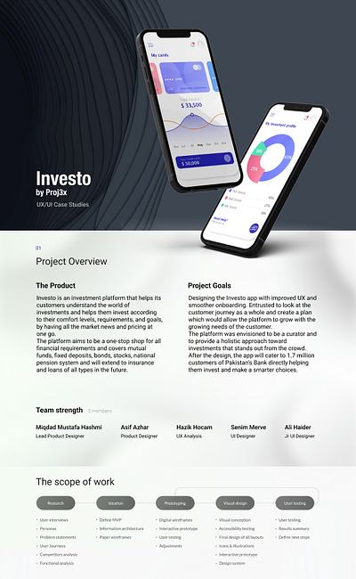 Investo Case Studies app branding des figma graphic design illustration personas typography ui user stories ux vector