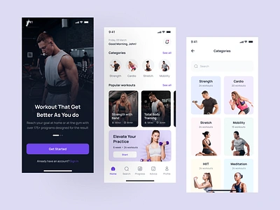 Sporter - Fitness & Workout App UI Kit branding coach coaching design fitness graphic design gym health mentor mobile design pixlayer sport studio trainer training ui ui kit ux ux kit workout