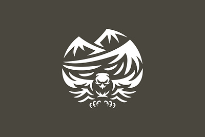 Stylish Eagle Mountain Logo animal branding design draw eagle falcon fly hawk illustration logo mount mountain peak style white