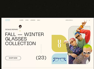 Fashion Glasses Store - eCommerce Website animation bright cart delivery design ecommerce elinext goods landing landing page menu minimalistic payment product store swedish ui ux