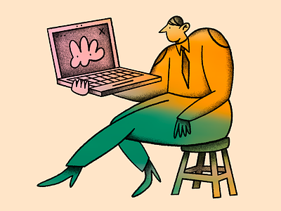 Working art character illustration gradient illustration laptop man office pc working