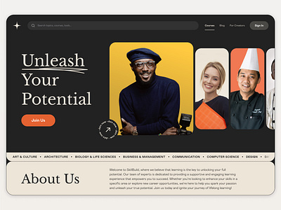 E-learning platform - SkillBuild design e learning education hero section landing ui