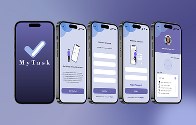 splash screen, Login page and Signup design branding design graphic design logo task app todoapp ui ux