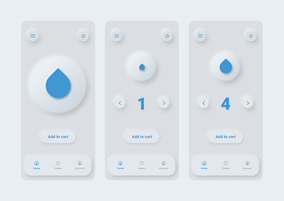 Minimalism and neomorphism app design graphic design minimalism neomorphism order water ordering app ui ux water water app