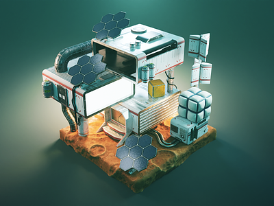 Space Colony 3d blender diorama illustration isometric lowpoly mars render scifi space substance