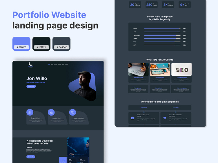 Portfolio Website Landing Page Design by Mostafizur Rahaman on Dribbble