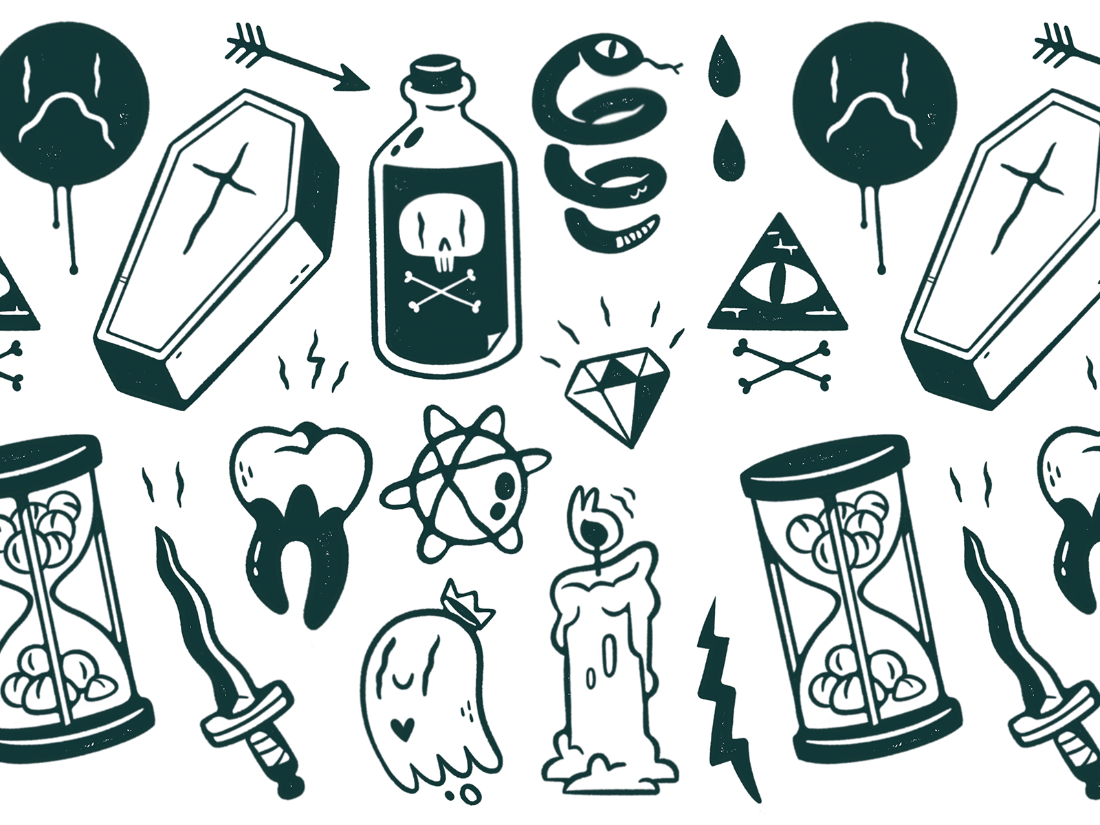 Spooky Tattoo Flash by Jetpacks and Rollerskates on Dribbble