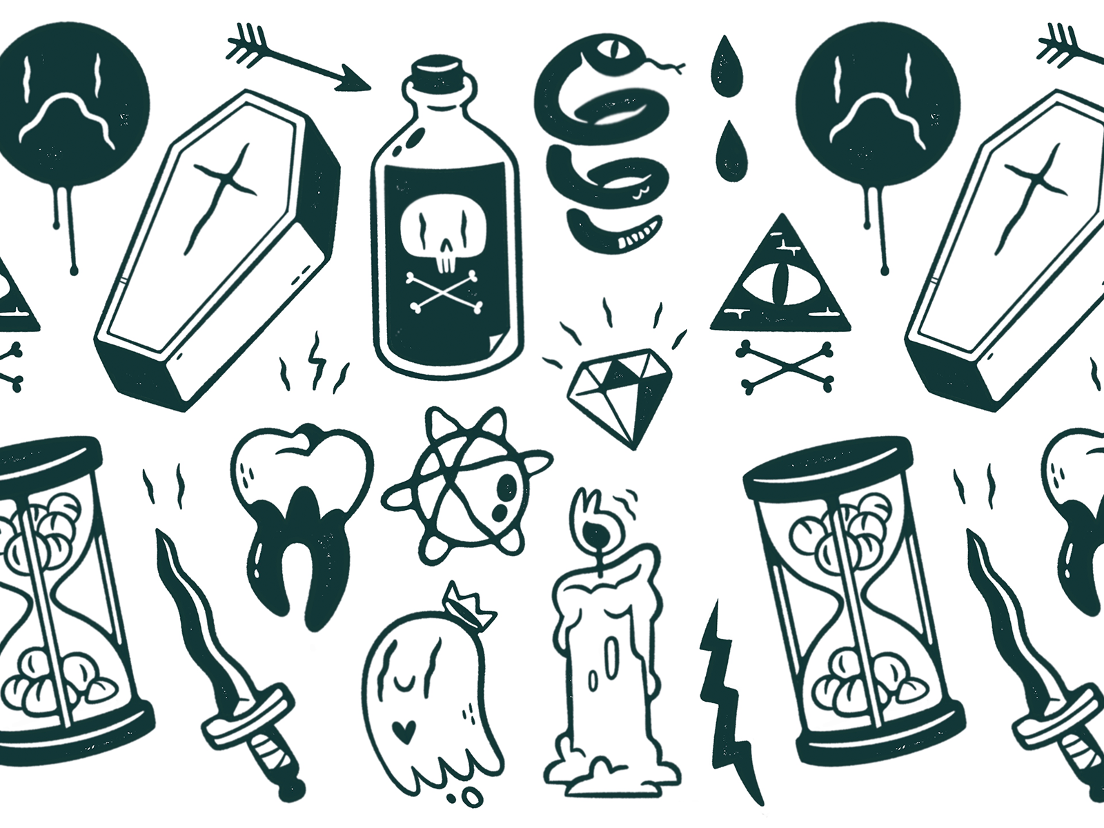 spooky-tattoo-flash-by-jetpacks-and-rollerskates-on-dribbble