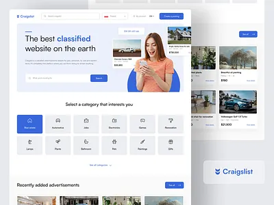 Craigslist Redesign classified clean craigslist craigslist redesign design landing landing page ui web web redesign website