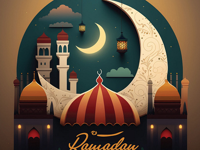 Ramadan Mubarak art brushing brushwork design digital digital artist digitalpainting graphic graphic design illustration illustrationdesign landscape modern painting photoshop ramadan mubarak vector views