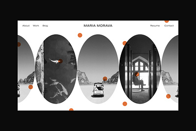Maria Morava Website black and white bw clean orange photographer photographer brand simple ui web design website design websitte