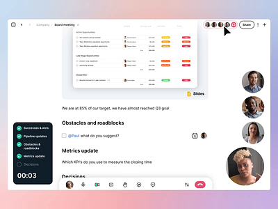 Collaborative tool for documenting meeting notes app branding calendar call doc document documentation live meeting motion notes notion paper saas strategy team ui vision web