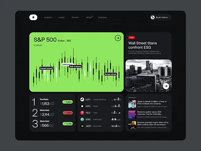 Financial Dashboard - Watchlist & Portfolio dashboard data finance financialplanning investing investment marketnews mobileapp motion graphics personalfinance portfolio realtime stockmarket stocks stockwatchlist trading ui ux visualization wealthmanagement