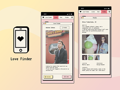 A retro-inspired UI for a dating app app dating retro retro ui ui