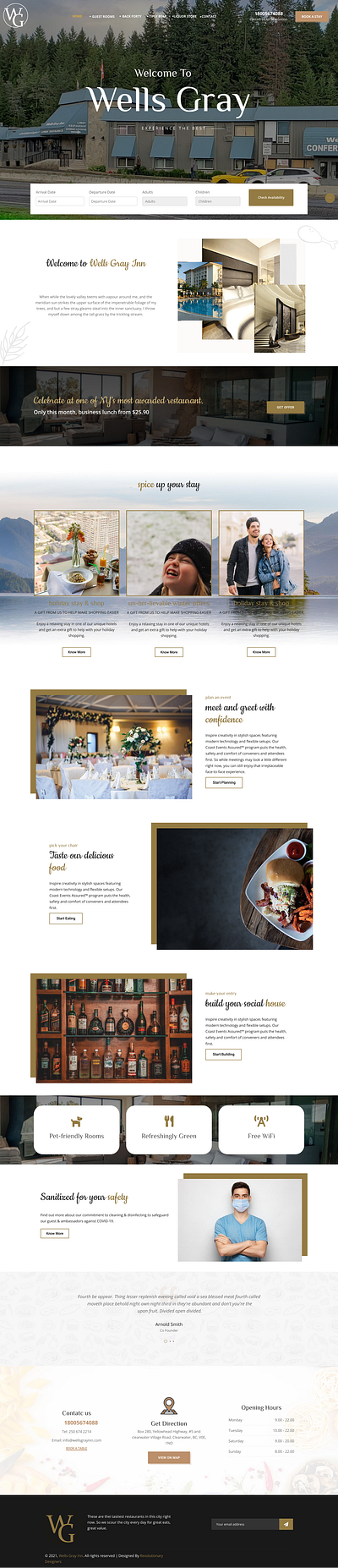 Landing page for a hotel's website branding hotels ui website