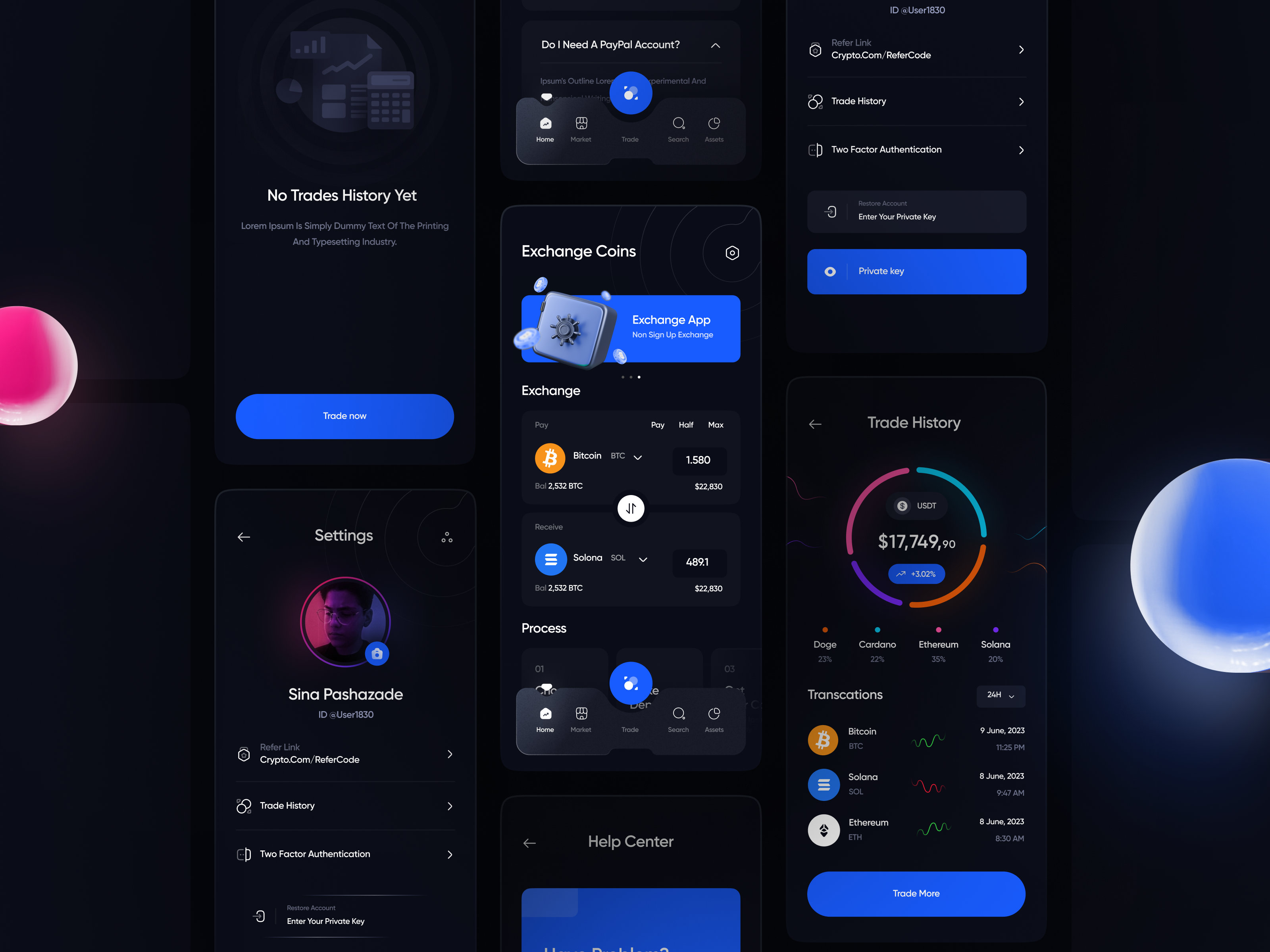 Crypto Currency App:: Dark Mode🤩 app application coin crypto crypto app crypto currency crypto currency app design figma illustration minimal mobile app trend ui ux web website