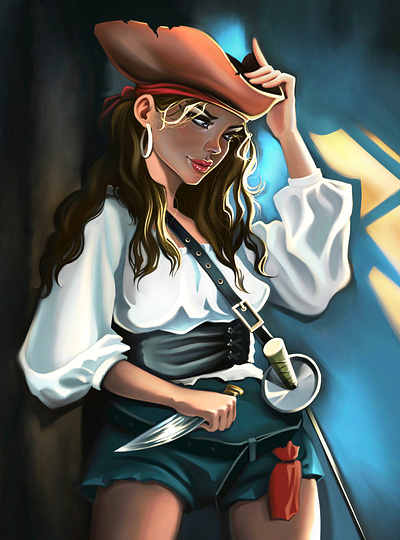 Pirate art girl illustration pirate
