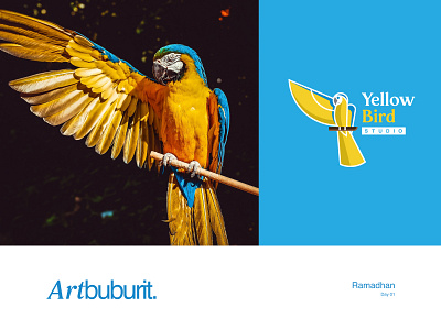 ARTbuburit Logo Day 0.1 animal animation bird blue branding design goldenratio ikon illustration logo vector yellow