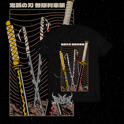 KnY-Mugen ressha T-Shirt Design anime apparel brand branding demon demon slayer design graphic design illustration kimetsu logo merchandise mugen ressha samurai silentowl sword tee tshirt vector