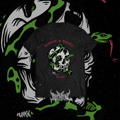 Snake and Skull T-Shirt Design apparel brand branding design graphic design illustration illustrator logo merchandise motion graphics silentowl skull snake streetwear tattoo tee tshirt vector vintage