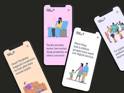 Illustrations for the Mental Health Website design health healthcare illustrations illustrator landing page layout medical medicine mental health non profit psychologist psychology web website