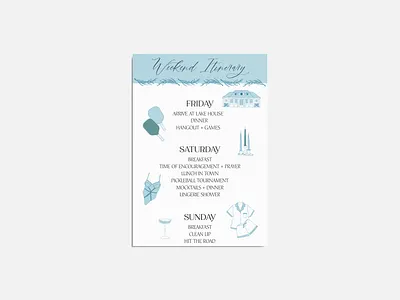 Bachelorette Weekend Itinerary bachelorette card carddesign drawing wedding